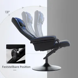 Vinsetto Relaxsessel mit Hocker, Fernsehsessel, Spiel-Stil, Gamingstuhl mit Liegefunktion, 130° neigbar, für Videoraum, Freizeitraum, Dunkelblau+Schwarz, 67 x 82,5 x 103 cm Wohnzimmer, Sessel, Relaxsessel