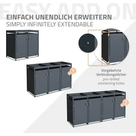 ML-Design Mülltonnenbox 2Er mit Pflanzdach 240L 132x80x124cm Anthrazit aus Stahl