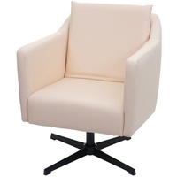 Lounge-Sessel MCW-H93b, Sessel Cocktailsessel Relaxsessel mit Fußkreuz, drehbar ~ Kunstleder creme-beige