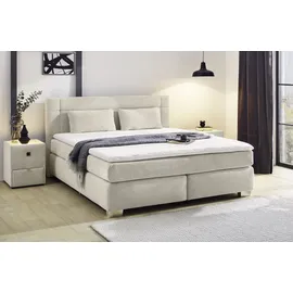 Jockenhöfer Boxspringbett ROMANA, 180 x 200 cm Beige Chenille - mit Topper