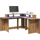 vidaXL LED-Schreibtisch Artisan-Eiche 152x152x91 Holzwerkstoff