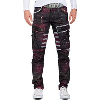 Cipo & Baxx 5-Pocket-Jeans Biker Hose BA-CD636 mit Nieten und Seitentaschen rot 38