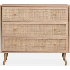 sweeek Kommode mit Holzeffekt 3 Schubladen Beige