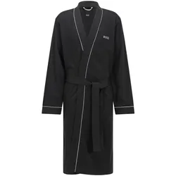 BOSS Herren Bademantel - Kimono, Morgenmantel, Baumwolle, Logo Schwarz L