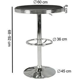 FineBuy Bartisch Ø 60 cm American Diner Schwarz