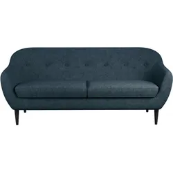 3-Sitzer HOME AFFAIRE "Roni", blau, B:191cm H:83cm T:84cm, 100% PES, Sofas, Wellenunterfederung für hohen Sitzkomfort, Massivholzfüße