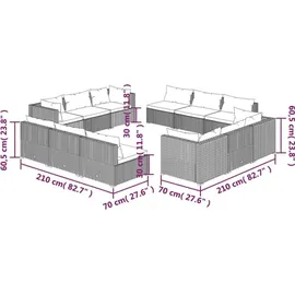 vidaXL Garten-Lounge-Set 12-tlg. braun