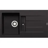 PYRAMIS Spüle ATHLOS 86x50 in VOLCANO mit Excenterbedienung / Granitspüle / Steinspüle / Ausschnitt 840 x 50 cm, Schwarz, Anzahl Becken: 1,25 Stk.)