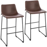 Svita John 2-er Set Barhocker Barstuhl mit Rückenlehne Retro Kunst-Leder Braun