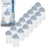 Wessper Classic Filterkartuschen für hartes Wasser passend für Brita Classic Wasserfilterkartuschen, Pack 15