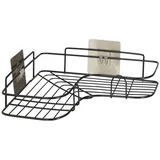 Relaxdays Eckregal Küche, zum Kleben, Aufbewahrung, Gewürze & Kräuter, Wandregal HxBxT 5,5 x 26 x 26 cm, Eisen, schwarz