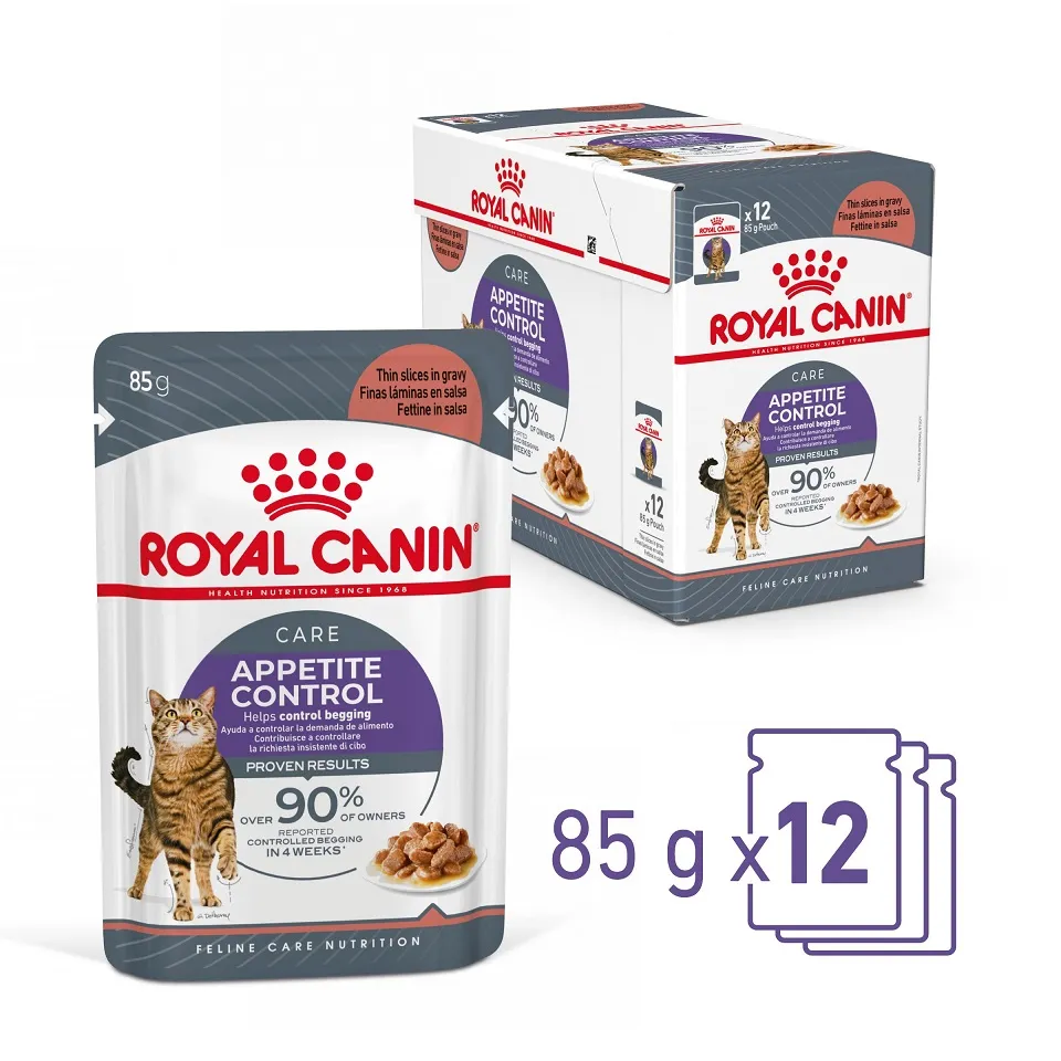 ROYAL CANIN Appetite Control Gravy 12x85 g Nassfutter für ausgewachsene Katzen mit übermäßigem Appetit