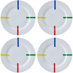 Benetton - Set mit 4 Speisetellern aus Porzellan im Streifendesign