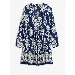 bonprix bedrucktes Tunika-Kleid, blau, 44, Viskose