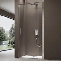 doporro Nischentür dusche Duschabtrennung Duschkabine 90x195cm ESG-Sicherheitsglas Duschtür aus Klarglas mit Hebe- und Senkmech...