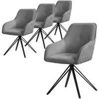 ML-Design Esszimmerstühle Drehbar 4Er Set Textil Webstoff Grau Drehstuhl