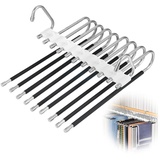 9 in 1 Hosenbügel Edelstahl mit Anti-Rutsch-Abdeckung Hosenbügel Platzsparend Mehrfach Hosen Kleiderbügel Multifunctional Hanger Pants Rack Closet Organizer für Hosen Schals Jeans Kleidung Handtücher