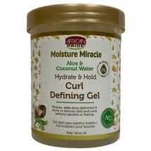 African Pride Moisture Miracle Hydrate & Hold Curl Defining Gel für lockiges und lockiges Haar, kontrolliert Frizz, spendet Feuchtigkeit, definiert Spulen und Locken, keine Schuppen, 510 ml