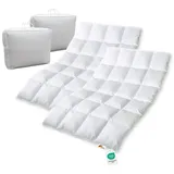 Bettenhaus Breuer Federbettdecke 2x 1600g neue sibirische Daunen Federn Bettdecke Daunendecke 135x200, Füllung: 80% Federn, 20% Daunen, Bezug: 100% Baumwolle, Allergikergeeignet weiß