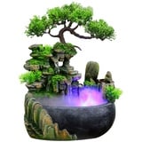 Zimmerbrunnen mit LED Beleuchtung Tisch Wasserfallbrunnen Zerstäuber Tischbrunnen Wasserfall mit Nebel Teich Wasserspiel Desktop Wasserfall Ornament Beleuchtung 200 * 150 * 280mm