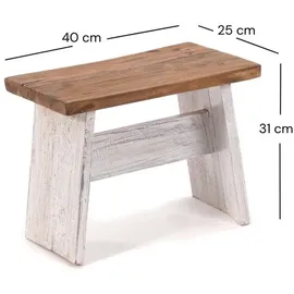 DESIGN DELIGHTS Hocker Altholz 40 x 31 x 25 cm Weiß/Mehrfarbig