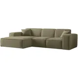 Fun Möbel Ecksofa Designersofa Celes Premium Opera Velvet Olivgrün Ottomane Links