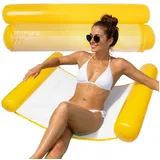 Moto Active Luftmatratze Wasserhängematte aufblasbar Pool Luftmatratze Netz Kopfkissen Strand, (Wasserhängematte Badeinsel in 3 Farben, 1-St., 120x70cm), Netzfläche Kopfkissen Pool Strand gelb