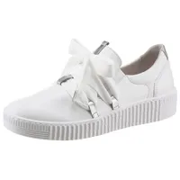 Gabor Slip-On Sneaker Schnürschuh, Halbschuh, Slipper mit aufgesetzter Zierschnürung silberfarben|weiß 38 EU