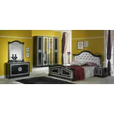 JVmoebel Komplettschlafzimmer Elegantes schwarzes Schlafzimmer Set aus hochwertigem Holz, (6-tlg), Made in Europa weiß