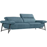 2,5-Sitzer EGOITALIANO "Anais, Designsofa mit hohem Sitzkomfort, Designfuß" Sofas Gr. B/H/T: 232cm x 74cm x 106cm, Luxus-Microfaser Lederoptik, blau (hellblau) inkl. verstellbarer Kopfteile