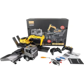 AMEWI RC-Auto 2-in-1 Tieflader/Bagger-Set G836E/G041E 6CH RTR gelb (22673)