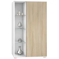 Vladon Vitrine, Eiche San Remo, 71.5x134x35 cm, Wohnzimmer, Wohnwände,