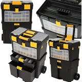 KRAFT&DELE | Rollende Werkstatt, Werkzeugwagen leer mit 3 modularen Einheiten, Vielseitige Werkzeugbox für Kleinteile und große Werkzeuge, Werkst... - Schwarz