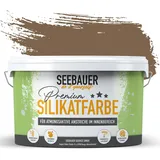 SEEBAUER diy Silikatfarbe Dunkelbraun 5L für Innen (No. 642 Pure Earth) Atmungsaktive Mineralfarbe für Allergiker - Abwaschbare Wandfarbe - Brauntöne hohe Deckkraft