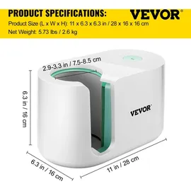 Vevor Tassen Presse Maschine 280 W, Automatische Becherpresse 11–15 Unzen Weiß, Sublimationspresse aus ABS & Silikon & Teflon, DIY Transferpresse Becher Max. 200 °C, Zeitbereich 0-100 s, 2,6 kg