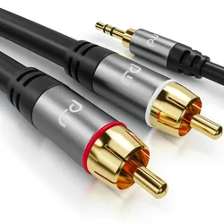Primewire Cinch zu 3,5-mm-Klinke Audio-Kabel, RCA, AUX, Stereo HiFi Audio-Adapter mehrfach geschirmt - 10m