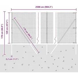 vidaXL Zaunpfosten 25 x 1,2 m Grau/Stahl