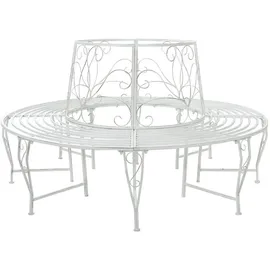vidaXL Baumbank Ø 160 x 89 cm Antik Weiß