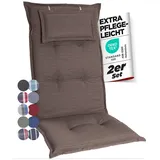 gardisun Gartenstuhlauflagen Hochlehner mit Kopfteil I Extra Dicke Sitzauflagen I Made in Europe I Polsterauflagen für Hochlehner I Auflagen mit extra hohem Komfort I 2er Set I Taupe