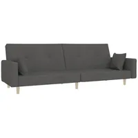 vidaXL Schlafsofa 2-Sitzer mit 2 Kissen Dunkelgrau Stoff