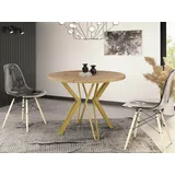 WFL GROUP Esstisch Daisy (erhältlich in zwei Größen – 100/120 cm, ausziehbar auf 180/200 cm), platzsparender Tisch für Küche, Esszimmer oder Wohnzimmer braun 100 cm x 76 cm x 100 cm