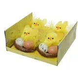 Decoris Küken Nest Ostern Nest Chenille gelb Ø 5cm H 4,5cm 4 Stück