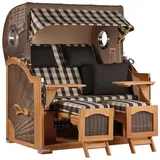 Mr. Deko Strandkorb Düne Grande Bullauge Teak PE Grey Dessin 505