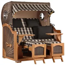 Mr. Deko Strandkorb Düne Grande Bullauge Teak PE Grey Dessin 505