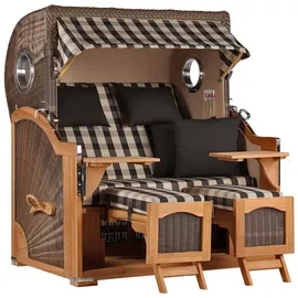Mr. Deko Strandkorb Düne Grande Bullauge Teak PE Grey Dessin 505