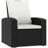 vidaXL Gartensessel Verstellbar mit Kissen Schwarz Poly Rattan