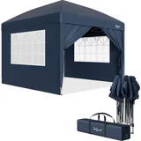 Zelsius Faltbarer Pavillon 3x3 M Mit Seitenwänden, Blau, Faltpavillon Uv30, Gartenzelt Faltbar