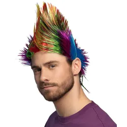 Regenbogen Irokesenperücke Punk - OS