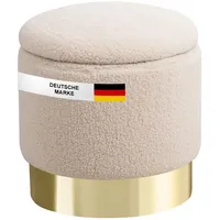 Albatros Hocker mit Stauraum Nizza – Sitzhocker mit Stauraum, Modernes Design, Edler Sherpa-Bezug – Sitztruhe oder Sitzbank mit Stauraum – optimal als Fußhocker oder Hocker Schminktisch, Beige