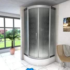 SeniorBad D46-53M0 Komplettdusche mit Schiebetür 90 x 90 cm Schwarz Sicherheitsglas D46-53M0